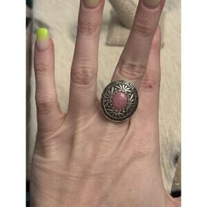 Carolyn Pollack Relios Sterling Silver Pink Rhodochrosite Concho Dome Ring 7